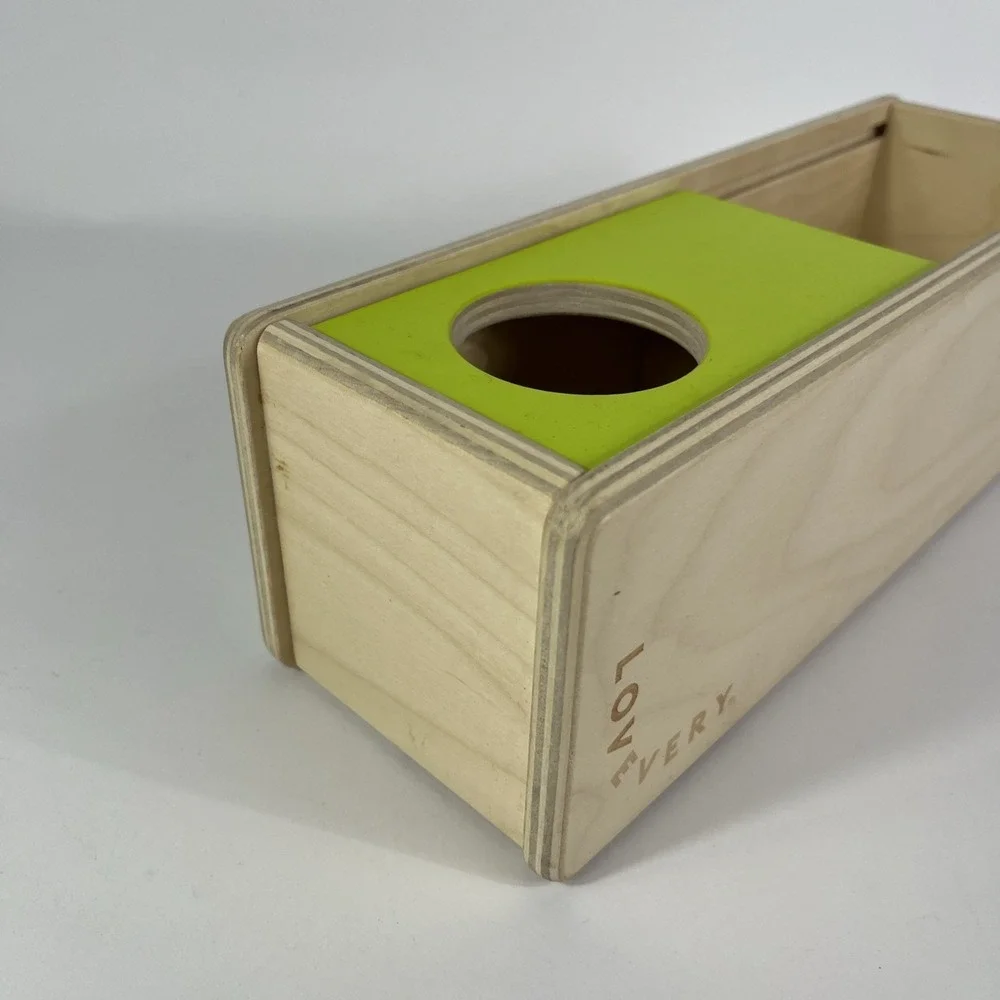 Lovevery wooden‎ sliding top box (ball missing) thinker play kit montessori